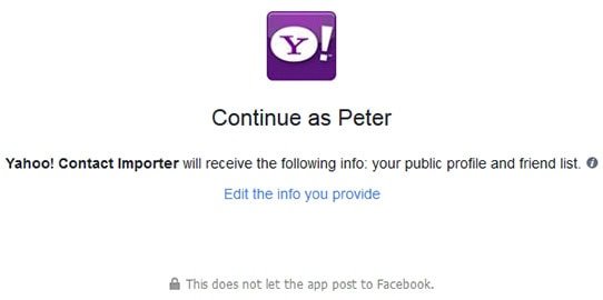 Approve Yahoo To Access FB Contacts