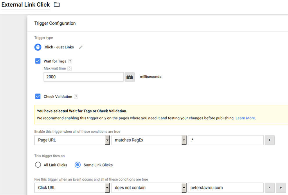 Google Tag Manager - External Link Click Trigger Setup